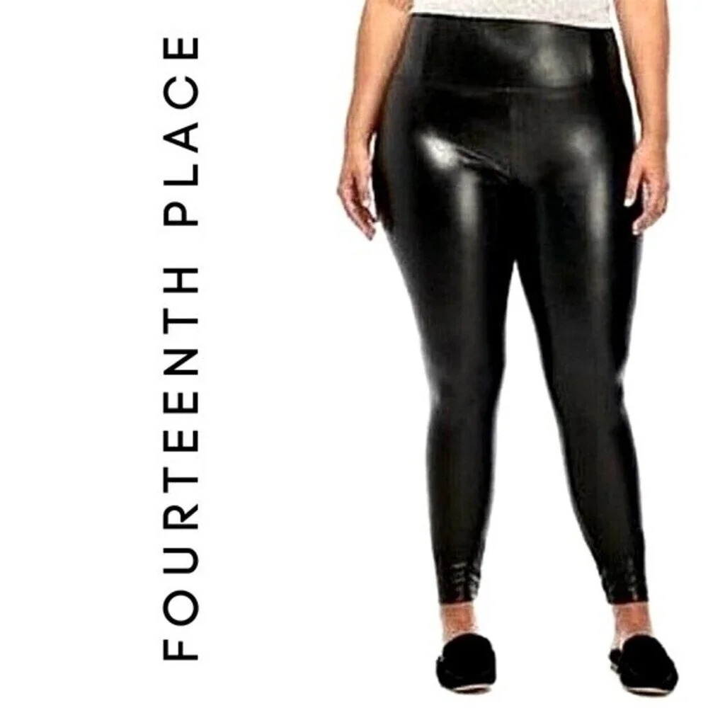 NEW Fourteenth Place, Vegan Leather Leggings, Black, Faux‎ Leather